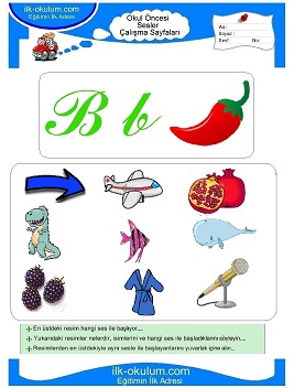 Çocuklar İçin B Sesi Çalışma Sayfaları 